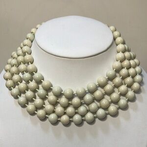 66" Vintage snap beads necklace Vintage snap faux pearl necklace pale mint green